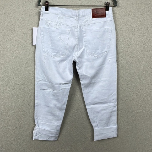 NWT One Teaspoon Awesome Baggies Relaxed Leg Rolled Cuff White Free Love Sz 26 - Picture 7 of 15